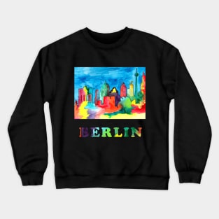 Colorful watercolor sketch of Berlin landmarks Crewneck Sweatshirt